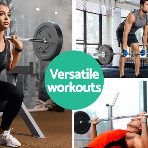 Everfit 18kg Barbell Set Weight Plates Bar Lifting Bench 168cm - Image 5