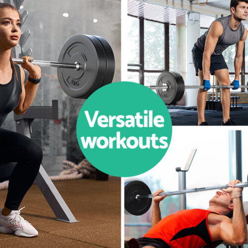 Everfit 28kg Barbell Set Weight Plates Bar Lifting Bench 168cm - Image 5