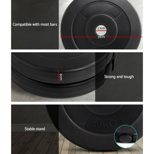 Everfit Weight Plates Standard 2X 10kg Barbell Plate Weight Lifting - Image 4