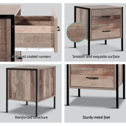 Artiss Bedside Table 2 Drawers - BARNLY - Image 6