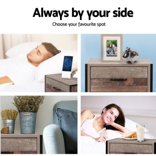 Artiss Bedside Table 2 Drawers - BARNLY - Image 7