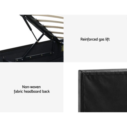 Artiss Bed Frame King Single Size LED Gas Lift Black LUMI - Image 6