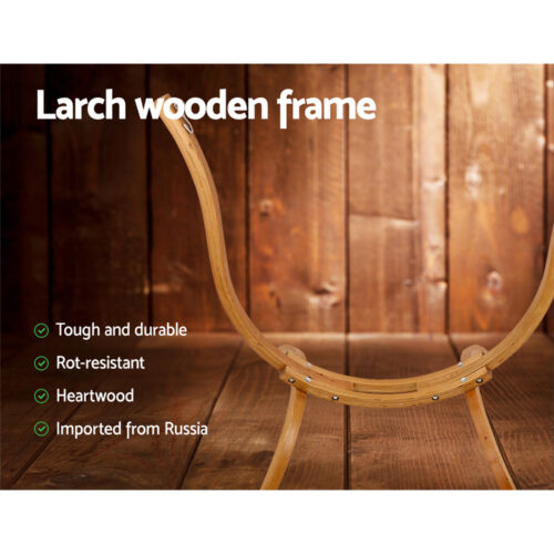 Gardeon Hammock Chair Timber Outdoor Furniture Camping with Wooden Stand - Image 5