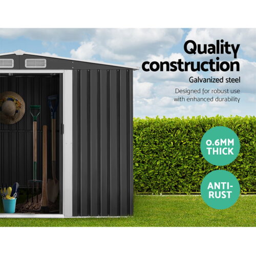 Giantz Garden Shed 2.58x3.14M w/Metal Base Sheds Outdoor Storage Workshop Shelter Sliding Door - Image 6