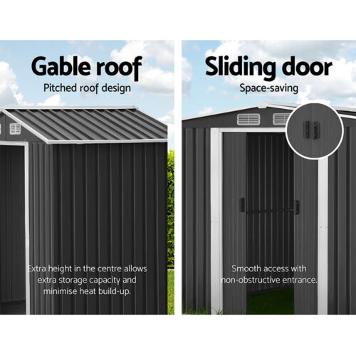 Giantz Garden Shed 2.58x3.14M w/Metal Base Sheds Outdoor Storage Workshop Shelter Sliding Door - Image 7