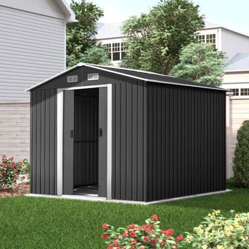 Giantz Garden Shed 2.58x3.14M w/Metal Base Sheds Outdoor Storage Workshop Shelter Sliding Door - Image 9
