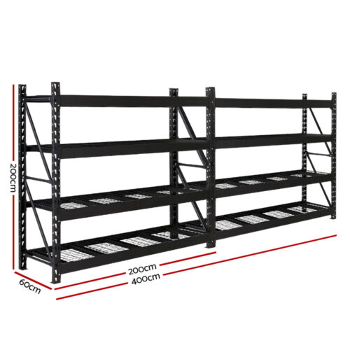Giantz 4Mx2M Garage Shelving Warehouse Rack Pallet Racking Storage Shelve Black - Image 3