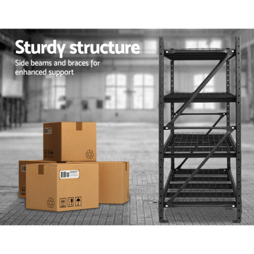 Giantz 4Mx2M Garage Shelving Warehouse Rack Pallet Racking Storage Shelve Black - Image 6