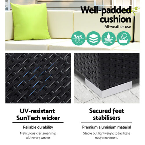 Gardeon 10-Piece Outdoor Sofa Set Wicker Couch Lounge Setting Cover - Image 6