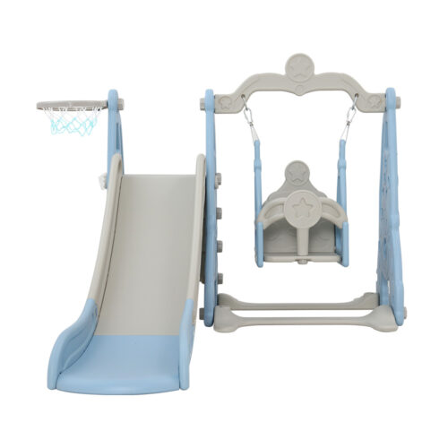 Keezi Kids Slide Swing Set Basketball Hoop Outdoor Playground Toys 170cm Blue - Image 4