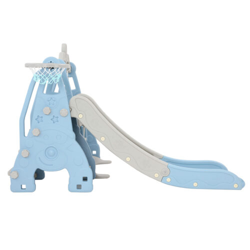 Keezi Kids Slide Swing Set Basketball Hoop Outdoor Playground Toys 170cm Blue - Image 5