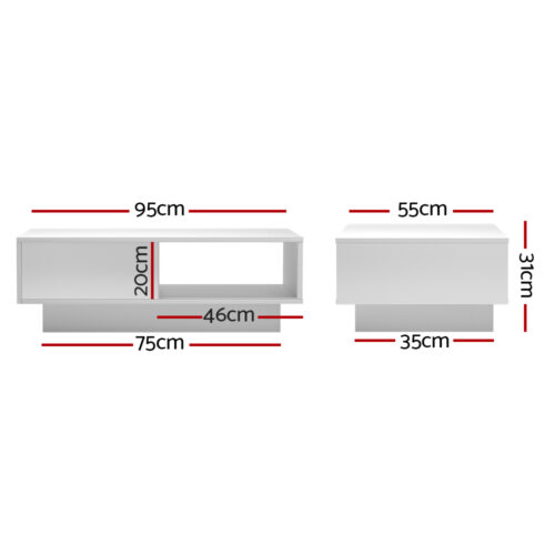 Artiss Coffee Table Led Lights White - Image 3