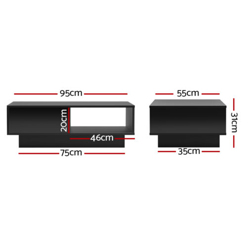 Artiss Coffee Table Led Lights Black - Image 3