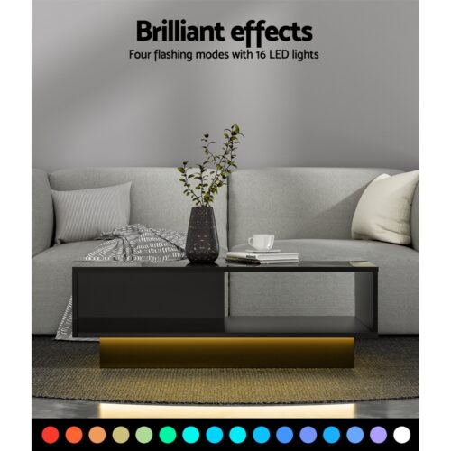 Artiss Coffee Table Led Lights Black - Image 6