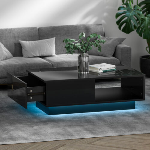 Artiss Coffee Table Led Lights Black - Image 9