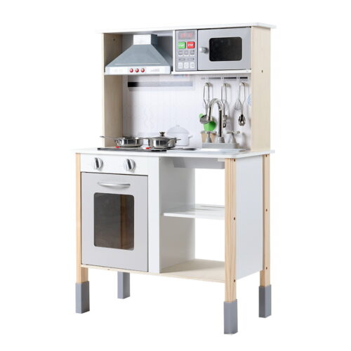 Keezi Kids Kitchen Play Set Wooden Pretend Toys Cooking Children Cookware Sink - Image 2