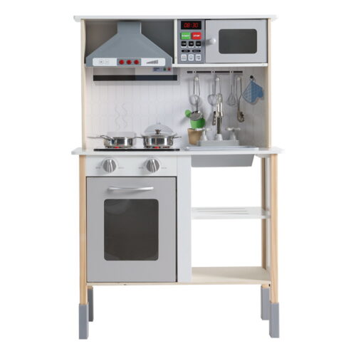 Keezi Kids Kitchen Play Set Wooden Pretend Toys Cooking Children Cookware Sink - Image 4