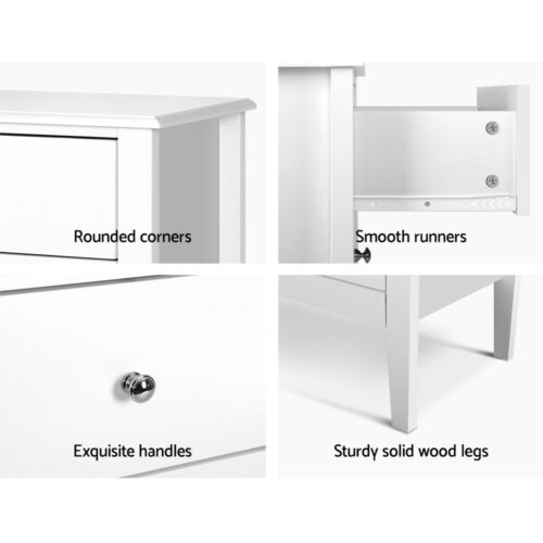 Artiss 3 Chest of Drawers - BRITTANY White - Image 8