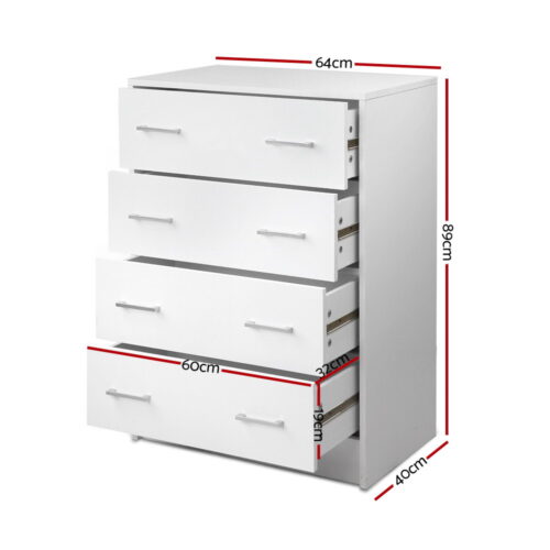Artiss 4 Chest of Drawers - ANDES White - Image 4