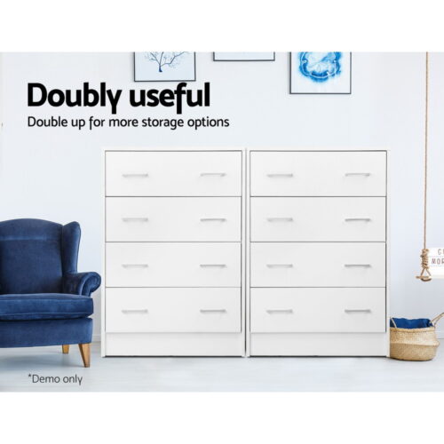 Artiss 4 Chest of Drawers - ANDES White - Image 8
