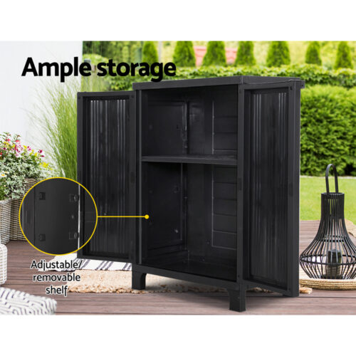Gardeon Outdoor Storage Cabinet Box 92cm Lockable Cupboard Sheds Garage Adjustable Black - Image 8