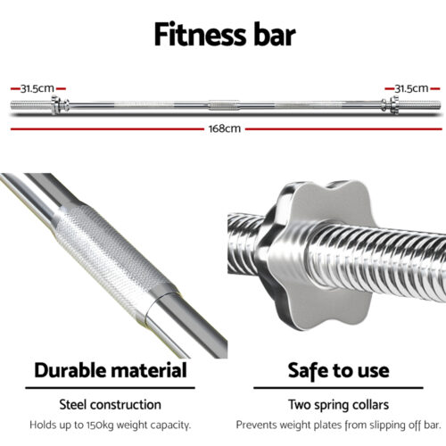 Everfit 38kg Barbell Set Weight Plates Bar Lifting Bench 168cm - Image 4