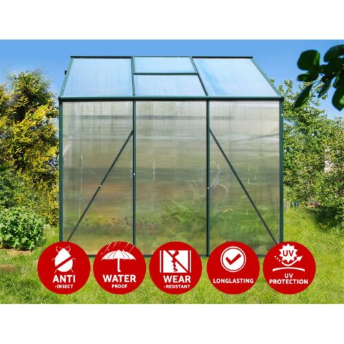 Green Fingers Greenhouse 1.9x1.9x1.83M Aluminium Polycarbonate Green House Garden Shed - Image 3