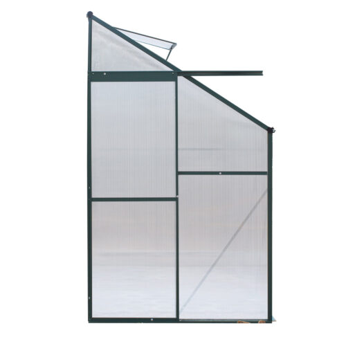 Green Fingers Greenhouse 2.52x1.27x2.13M Lean-to Aluminium Polycarbonate Green House Garden Shed - Image 2