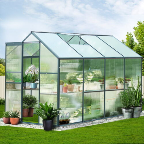 Green Fingers Greenhouse 2.52x1.9x1.83M Aluminium Polycarbonate Green House Garden Shed - Image 7