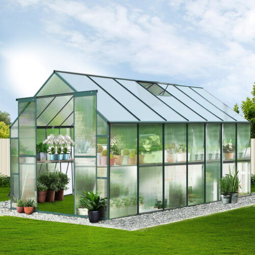 Green Fingers Greenhouse 4.43x2.44x2.15M Aluminium Polycarbonate Green House Garden Shed - Image 7