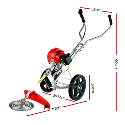 Giantz 62cc Petrol Brush Cutter Whipper Saw Trimmer 2 Stroke 3-in-1 Wheel - Image 2