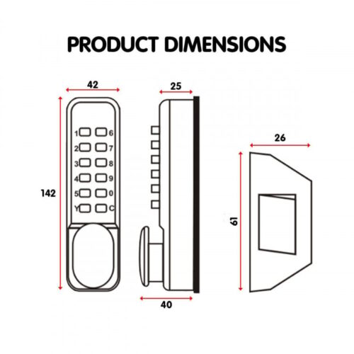 Push Button Digital Combination Security Door Lock Zinc Alloy - Image 7