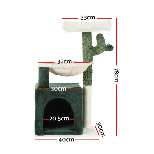 i.Pet Cat Tree 78cm Scratching Post Tower Scratcher Wood Condo House Bed Toys Green - Image 2