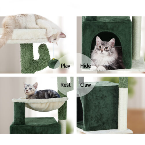 i.Pet Cat Tree 78cm Scratching Post Tower Scratcher Wood Condo House Bed Toys Green - Image 6