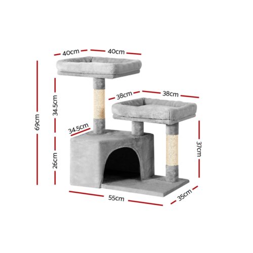 i.Pet Cat Tree 69cm Scratching Post Tower Scratcher Wood Condo House Bed Trees - Image 2