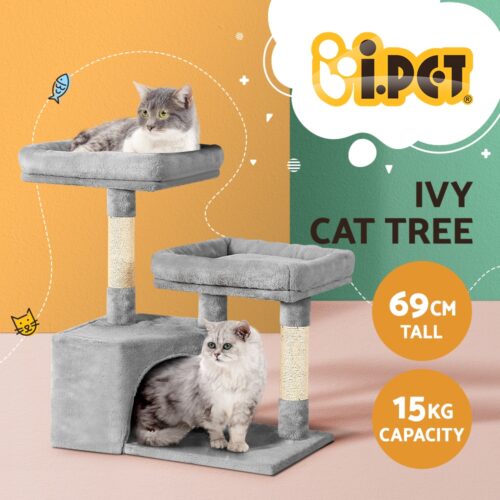 i.Pet Cat Tree 69cm Scratching Post Tower Scratcher Wood Condo House Bed Trees - Image 3