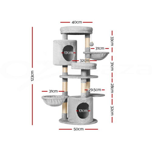 i.Pet Cat Tree 123cm Tower Scratching Post Scratcher Wood Condo House Bed Toys - Image 2