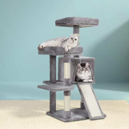i.Pet Cat Tree 103cm Tower Scratching Post Scratcher Wood Condo House Trees Grey - Image 7