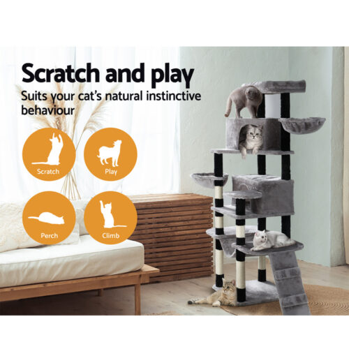 i.Pet Cat Tree 161cm Tower Scratching Post Scratcher Wood Condo House Play Bed - Image 4