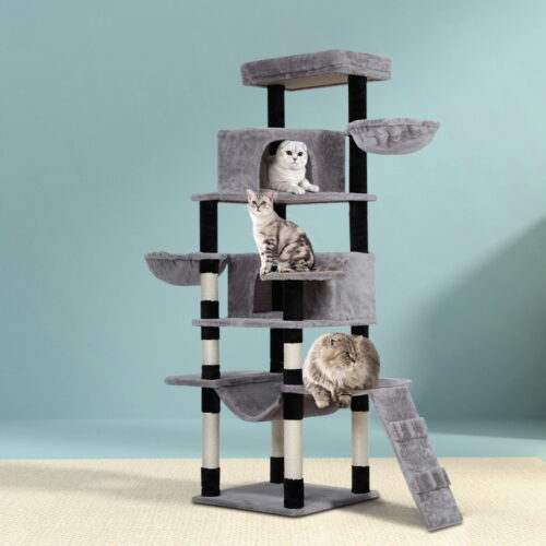i.Pet Cat Tree 161cm Tower Scratching Post Scratcher Wood Condo House Play Bed - Image 7