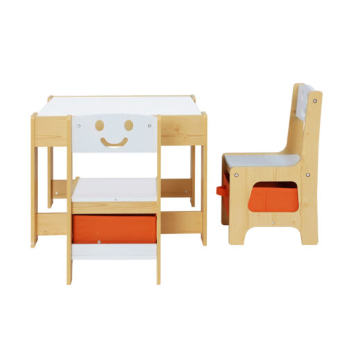 Keezi 3PCS Kids Table and Chairs Set Activity Desk Chalkboard Toys Storage Box - Image 3