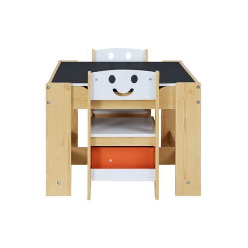 Keezi 3PCS Kids Table and Chairs Set Activity Desk Chalkboard Toys Storage Box - Image 4