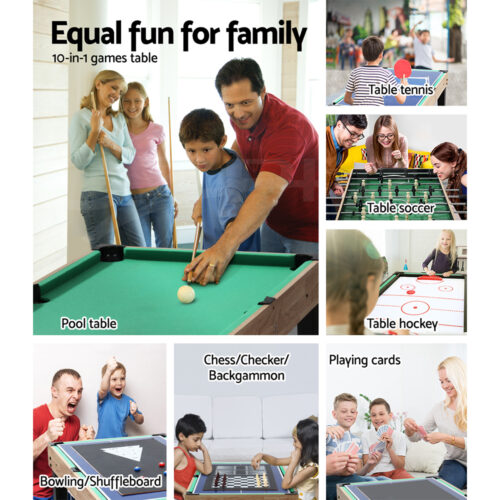 10-in-1 Games Table Soccer Foosball Pool Table Tennis Air Hockey Chess Cards - Image 5