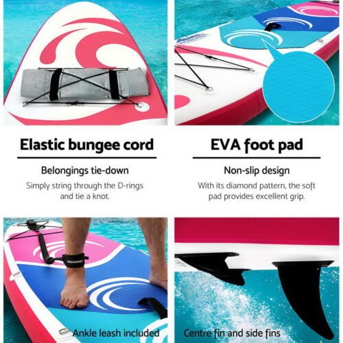 Weisshorn Stand Up Paddle Board 11ft Inflatable SUP Surfboard Paddleboard Kayak Surf Pink - Image 6