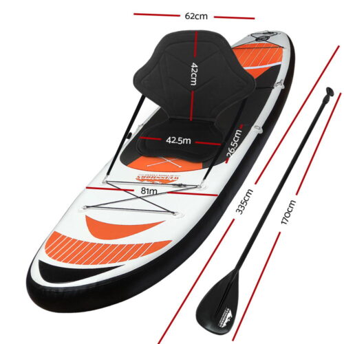 Weisshorn Stand Up Paddle Board 11ft Inflatable SUP Surfboard Paddleboard Kayak Surf Red - Image 3