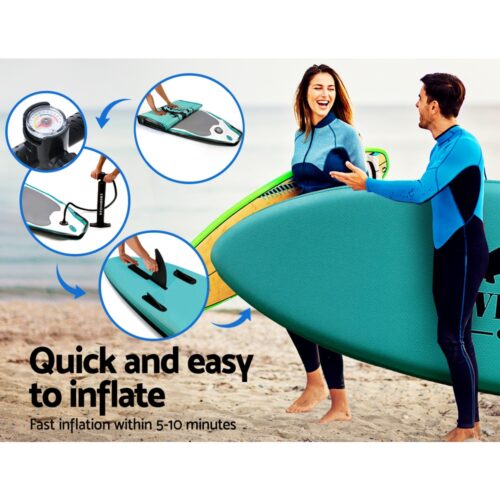 Weisshorn Stand Up Paddle Board 10.6ft Inflatable SUP Surfboard Paddleboard Kayak Surf Green - Image 8