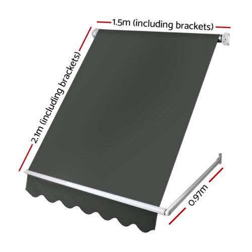Instahut Window Fixed Pivot Arm Awning Outdoor Blinds Retractable Canopy1.5X2.1M - Image 3
