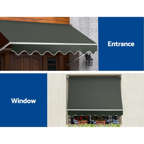 Instahut Window Fixed Pivot Arm Awning Outdoor Blinds Retractable Canopy1.8X2.1M - Image 6