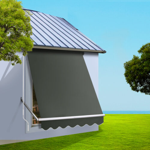Instahut Window Fixed Pivot Arm Awning Outdoor Blinds Retractable Canopy1.8X2.1M - Image 9