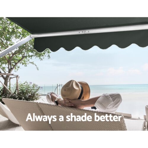 Instahut Window Fixed Pivot Arm Awning Outdoor Blinds Retractable Canopy3.1X2.1M - Image 5